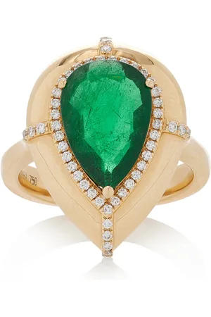 Goshwara 18K Yellow Gold Emerald and Diamond Ring