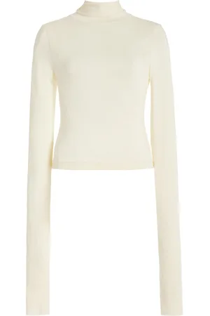 ÉTERNE Cropped Jersey Turtleneck Top