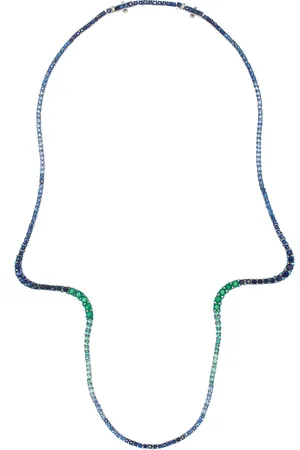 Marie Mas 18K White Gold Emerald And Sapphire Necklace