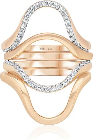 Marie Mas Set-Of-Four 18K Rose Gold Diamond Rings