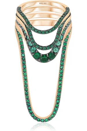 Marie Mas Set-Of-Four 18K Rose Gold Emerald Rings
