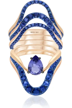 Marie Mas Set-Of-Five 18K Rose Gold Tanzanite Rings