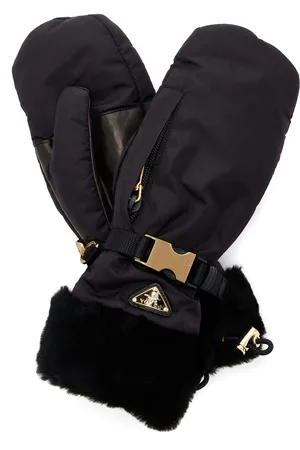 Prada Shearling-Lined Nylon Gloves