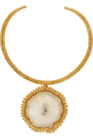 Sylvia Toledano Sterling Silver Gold Plated 18k Vermeil One-of-a-Kind Crystal Collar Necklace