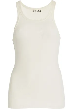 ÉTERNE High-Neck Fitted Jersey Tank Top