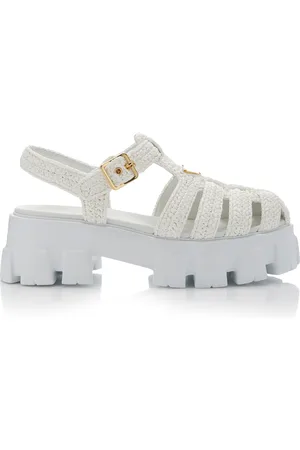 Prada Monolith Raffia and Rubber Fisherman Sandals