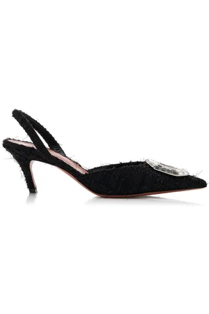 Amina Muaddi Camelia Tweed Slingback Pumps