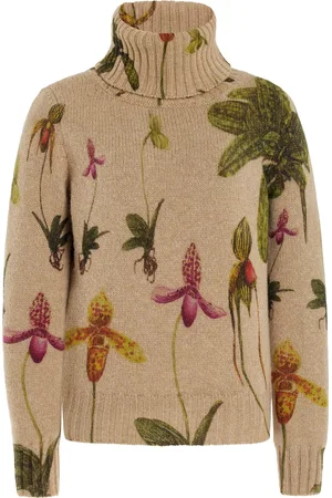 Oscar de la Renta Printed Wool Turtleneck Sweater