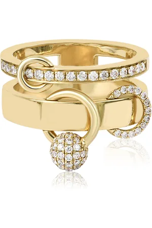 Rainbow K Double Piercing 14K Yellow Diamond Ring