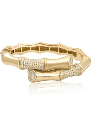 Rainbow K XL Bamboo 18K Yellow Diamond Bangle