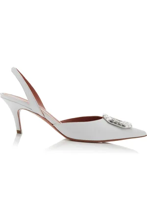 Amina Muaddi Camelia Leather Slingback Pumps