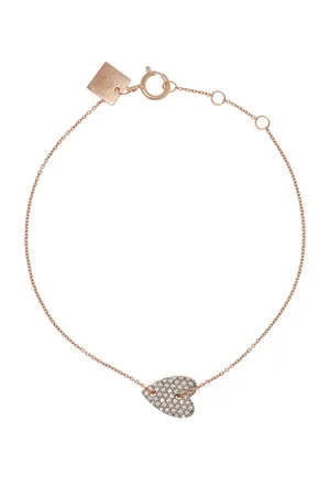 GINETTE NY Angele Mini 18K Rose Gold Diamond Heart Bracelet