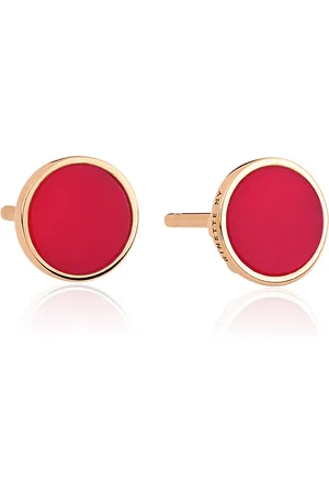 GINETTE NY Mini Ever 18K Rose Gold Coral Earrings