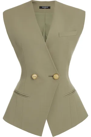 Balmain Tailored Grain Du Poudre Wool Vest