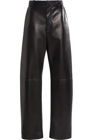 Bottega Veneta Mid-Rise Leather Barrel-Leg Pants