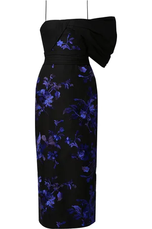 Erdem Asymmetric Embroidered Cotton-Silk Midi Dress