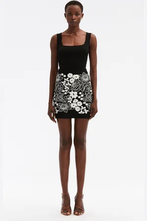 Oscar de la Renta Mixed Botanical Jacquard Mini Skirt