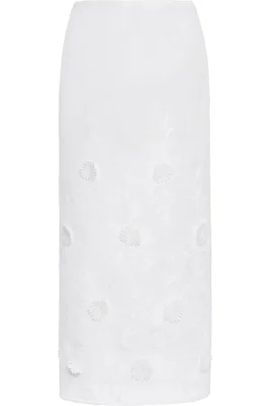 VALENTINO GARAVANI Lace Organza Midi Pencil Skirt