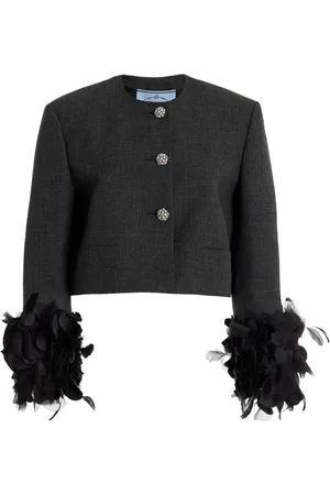 Prada Feather-Embellished Wool Jacket
