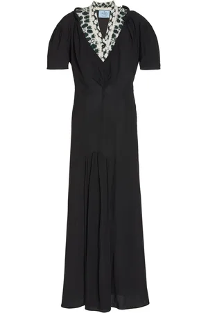 Prada Wool-Paneled Stretch-Crepe Maxi Dress