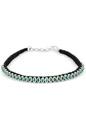 JIA JIA Silver Diamond; Emerald Necklace