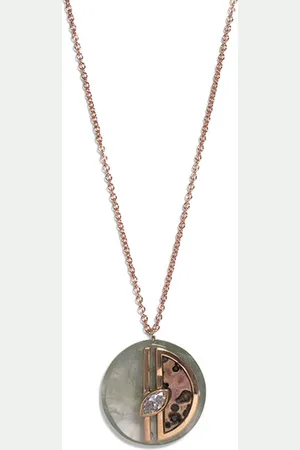 Bleecker & Prince Overflow 14K Yellow Gold Prasiolite; Jasper; Diamond Pendant Necklace