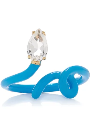 BEA BONGIASCA Baby Vine Enameled 9K Yellow Gold; Silver Crystal Ring