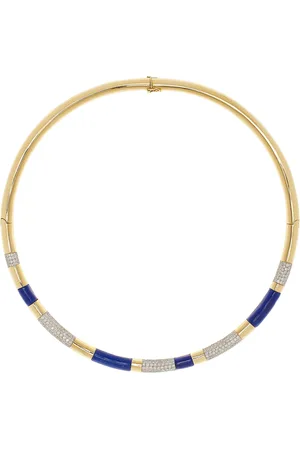 Sauer Wassily 18k Yellow Lapis Lazuli And Diamond Necklace