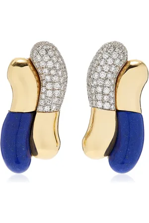 Sauer Wassily 18k Yellow Lapis Lazuli And Diamond Earrings