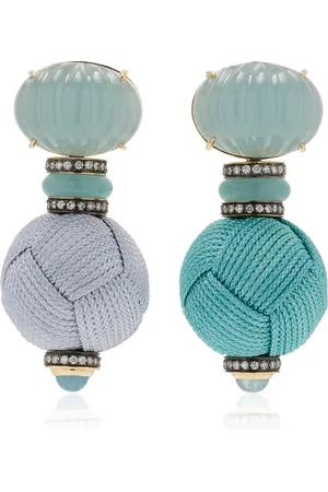Sauer Yam Aquamarine; Amazonite Earrings