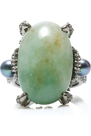 Anabela Chan Love and Pain 18K White Gold Jade Matrix Ring