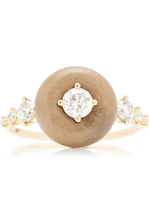 Fernando Jorge Orbit 18K Yellow Gold; Diamond; And Petrified Wood Ring