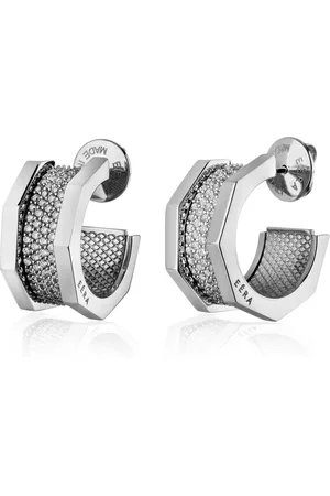 Eera Tubo 18K White Diamond Hoop Earrings