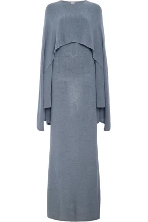 Totême Cape-Detailed Knit Silk Maxi Dress