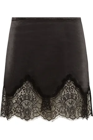 SIEDRES Witz Lace-Trimmed Satin Mini Skirt