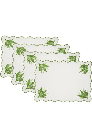Moda Domus Set-of-Four Lily of the Valley Emboirdered-Linen Placemats