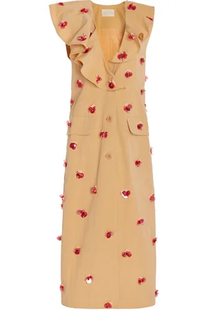 ULLA JOHNSON Harper Embellished Cotton-Blend Sleeveless Coat