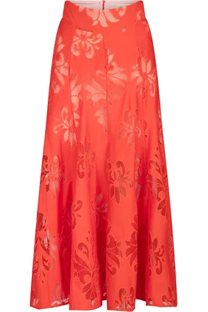 Silvia Tcherassi Grettel Embroidered Cotton Midi Skirt