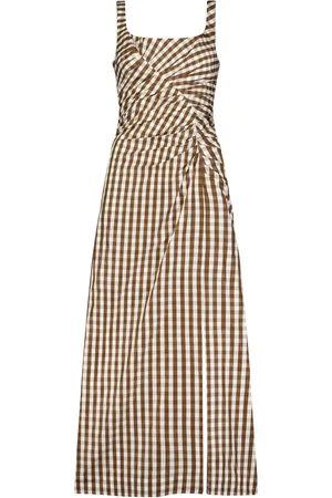 LELA ROSE Plaid Taffeta Maxi Dress