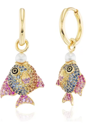 Emily P. Wheeler Rainbow Fish 18K Yellow Gold -Stone Earrings