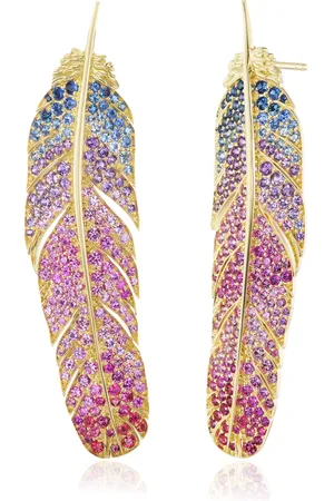 Emily P. Wheeler Ombre Feather 18K Yellow Gold; Sapphire And Amethyst Earrings