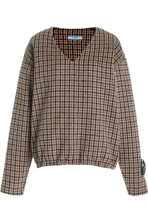 Prada Oversized Checked Cashgora Sweater