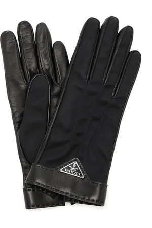 Prada Re-Nylon-Trimmed Leather Gloves