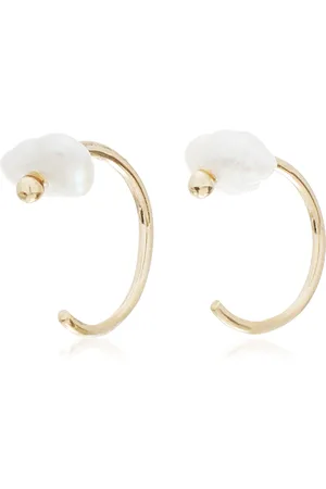 White/Space Lagniappe 14K Yellow Gold Pearl Huggie Earrings