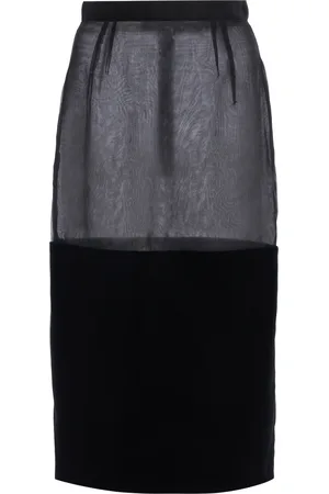 VALENTINO GARAVANI Panelled Organza Knee-Length Skirt