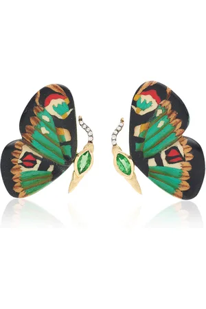 Silvia Furmanovich Marquetry 18K Yellow Gold; Diamond; And Tsavorite Earrings