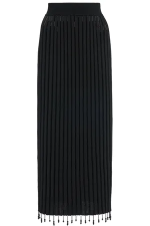 Jil Sander Embellished Plissé-Knit Midi Skirt