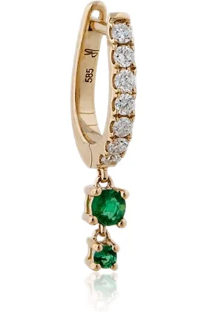 JACQUIE AICHE 14K Yellow Gold Emerald And Diamond Single Hoop Earring