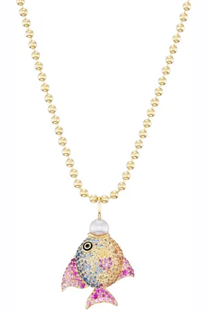 Emily P. Wheeler Rainbow Fish 18K Yellow Gold -Stone Necklace
