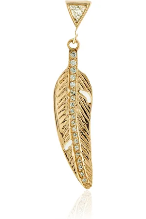 JACQUIE AICHE 14K Yellow Trillion Diamond Pave Mini Feather Stud